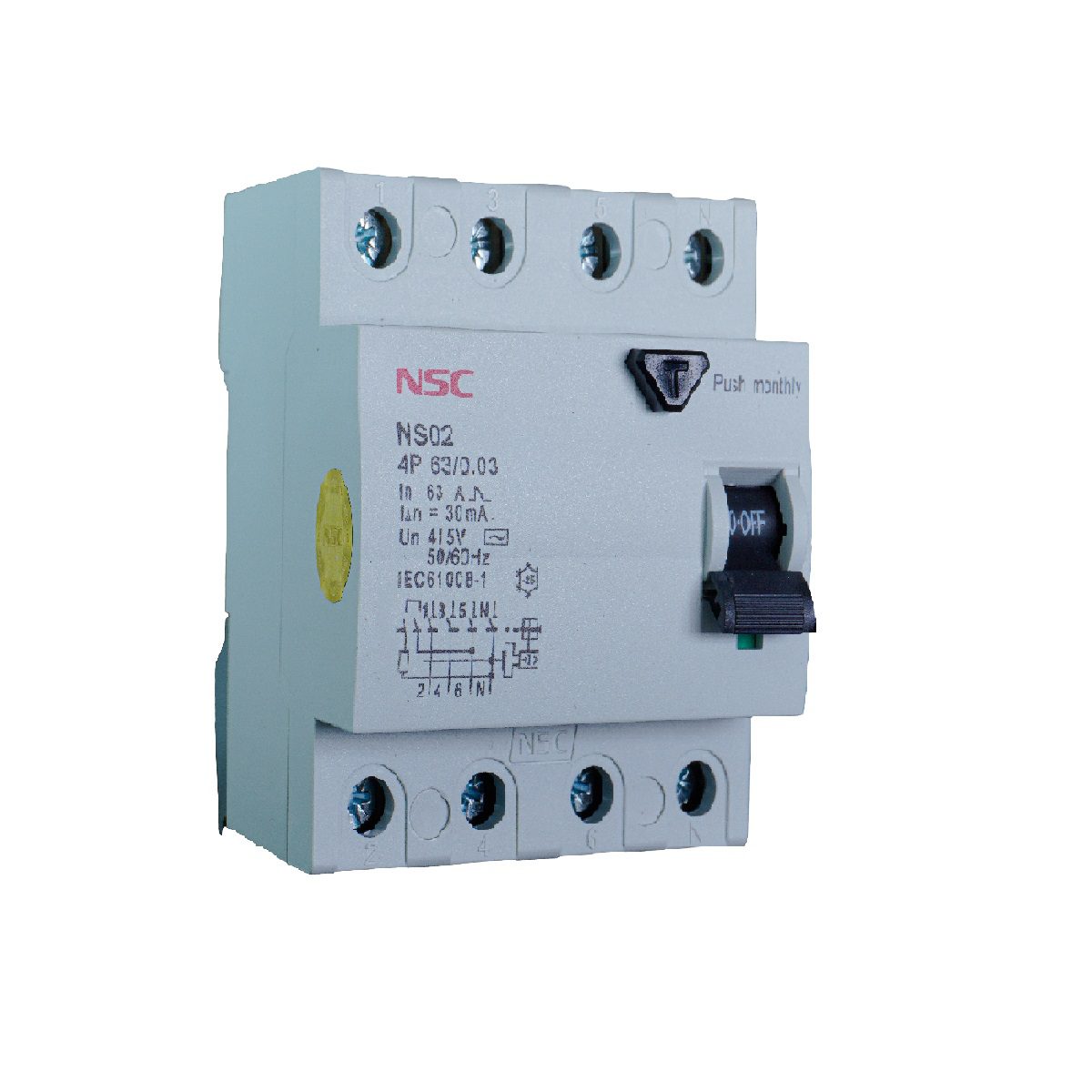 کلید محافظ جان NS02-4P 63A-100mA